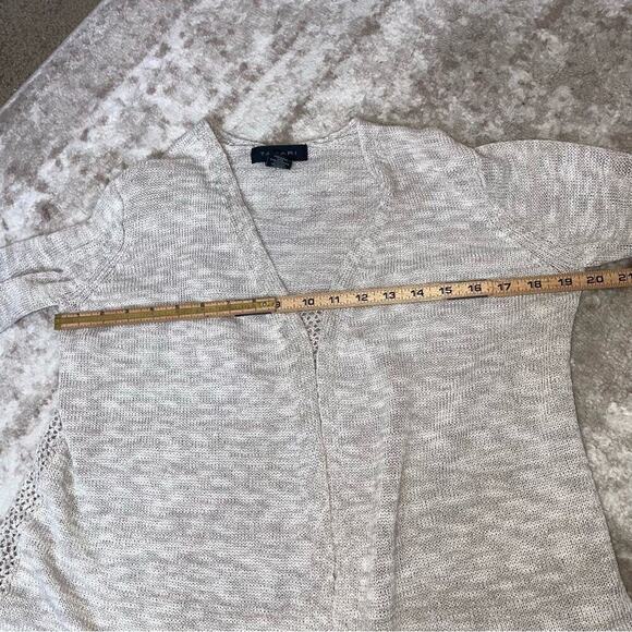 Tahari sweater SZ Large open front lightweight cardigan in tan & cream - Picture 8 of 8